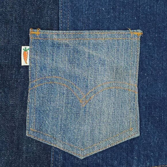 Levis Fresh Produce Patchwork Denim Vest L Buckle Back Vintage 70s Button Front - Picture 6 of 16